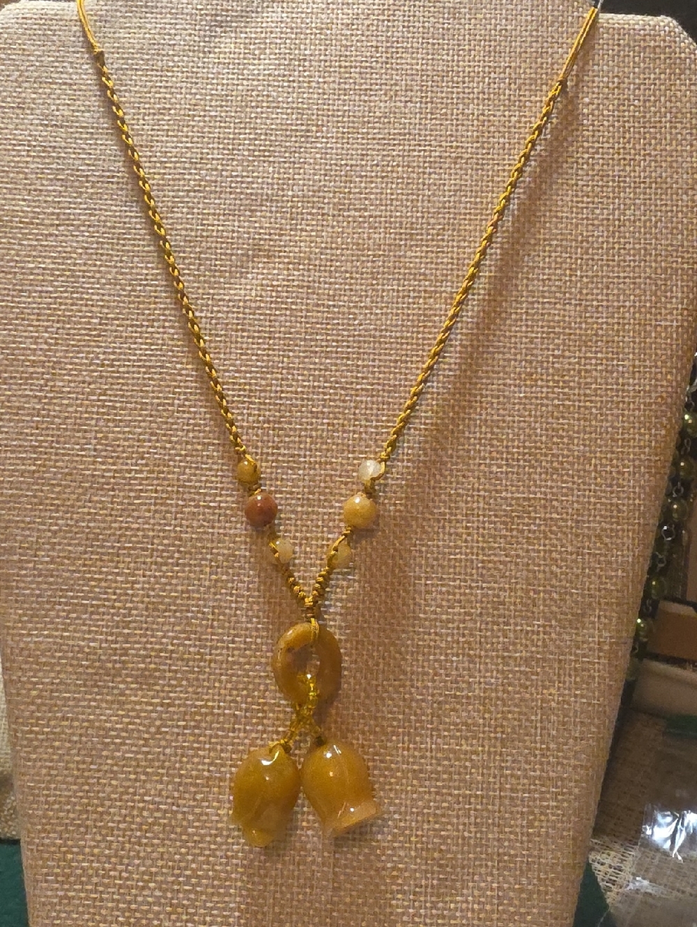 Yellow Stone Drop Pendant Necklace - Unbranded